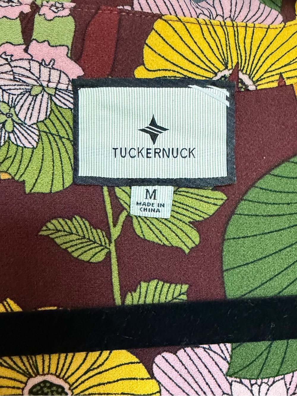 Tuckernuck Retro Floral Crepe Callahan Shirt Dress Brown Multi, Size Medium - Picture 6 of 7